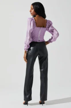 Junie Ruffle Square Neck Long Sleeve Top -Larana Style Shop ACT17928 LAVENDER 5 scaled