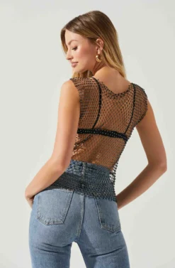 Julane Rhinestone Mesh Top -Larana Style Shop ACT17938 BLACKSILVER 5 scaled