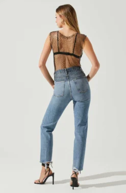 Julane Rhinestone Mesh Top -Larana Style Shop ACT17938 BLACKSILVER 6 scaled