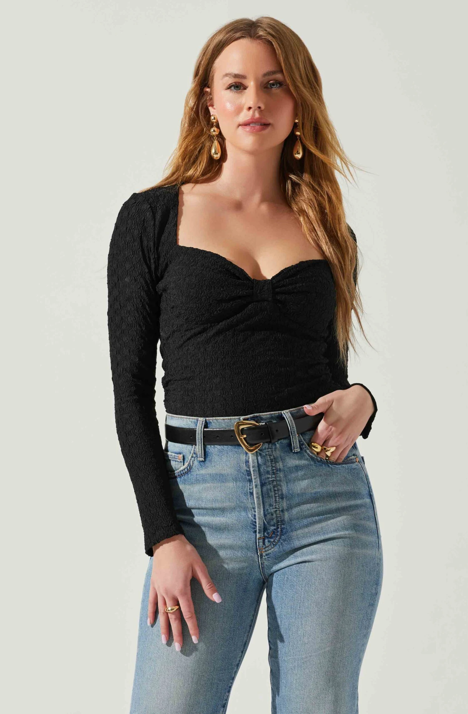 Ren Textured Sweetheart Long Sleeve Top 1 Ren Textured Sweetheart Long Sleeve Top