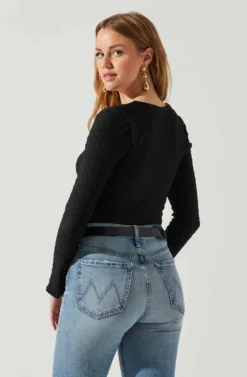 Ren Textured Sweetheart Long Sleeve Top 17 Ren Textured Sweetheart Long Sleeve Top -Larana Style Shop ACT17975 BLACK 6 scaled