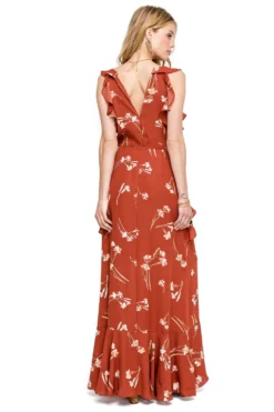 Sleeveless Ruffle Maxi -Larana Style Shop ADR100104 BROWN SPICE FLORAL 03 scaled