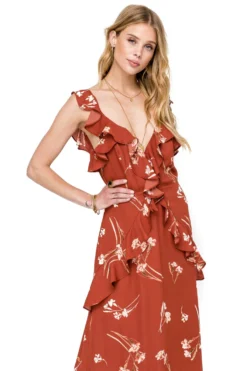 Sleeveless Ruffle Maxi -Larana Style Shop ADR100104 BROWN SPICE FLORAL 04 scaled