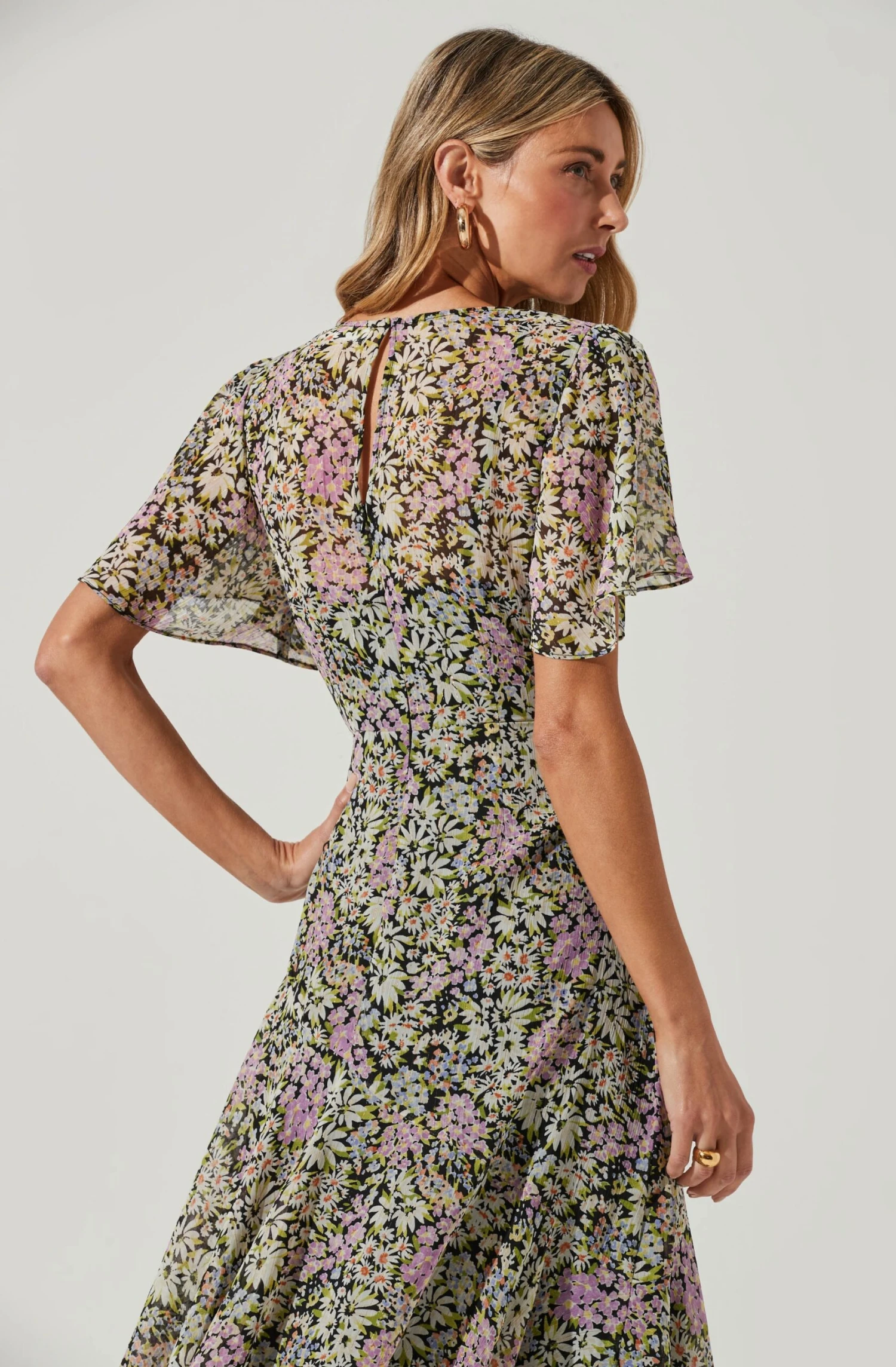 Flutter Sleeve Asymmetrical Floral Maxi Dress 16 Flutter Sleeve Asymmetrical Floral Maxi Dress - Image 16