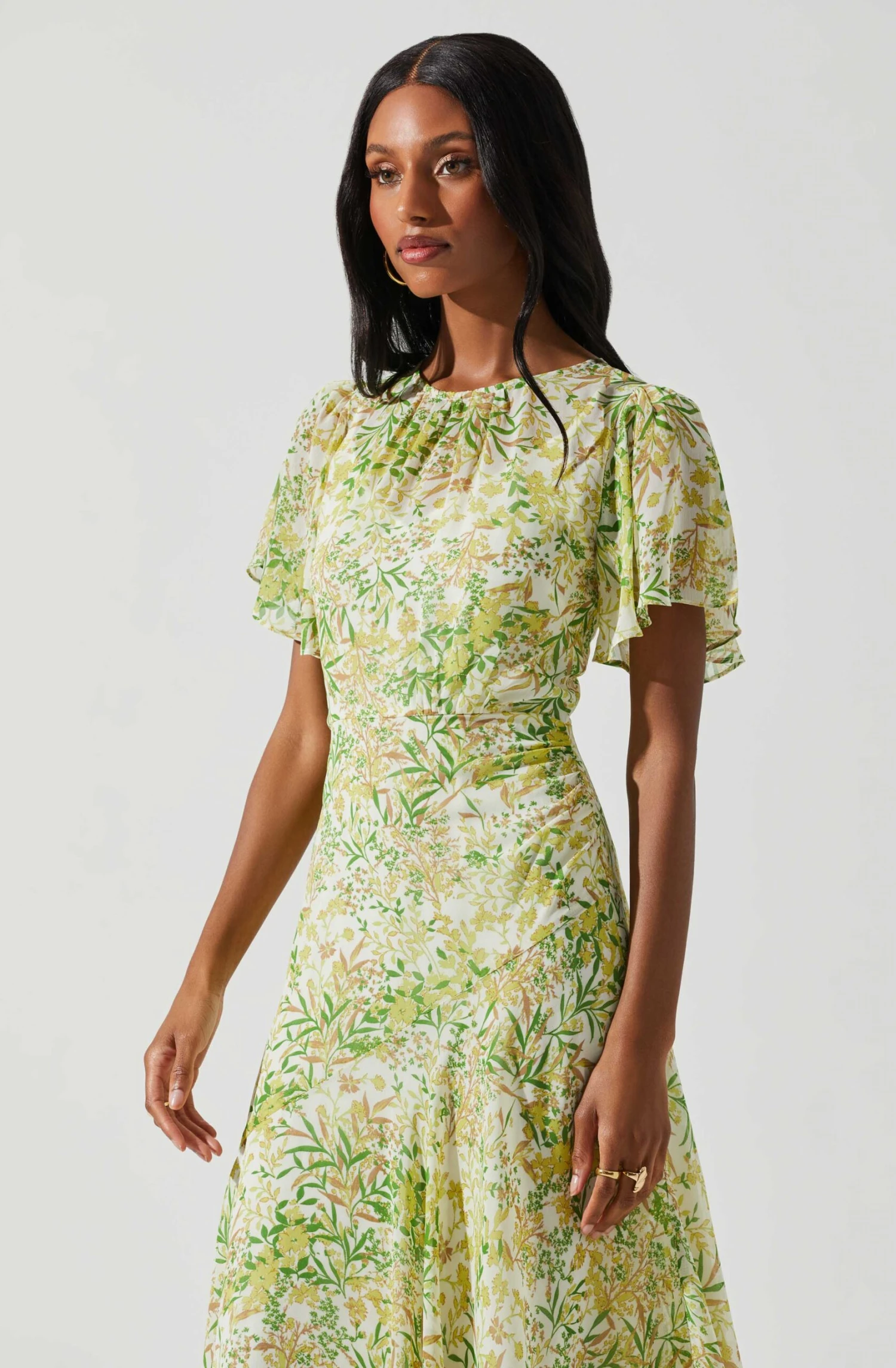 Flutter Sleeve Asymmetrical Floral Maxi Dress 10 Flutter Sleeve Asymmetrical Floral Maxi Dress - Image 10