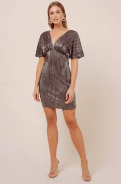Metallic Dolman Mini Dress -Larana Style Shop ADR100485 BLACK SILVER 1 scaled