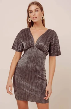 Metallic Dolman Mini Dress -Larana Style Shop ADR100485 BLACK SILVER 2 scaled