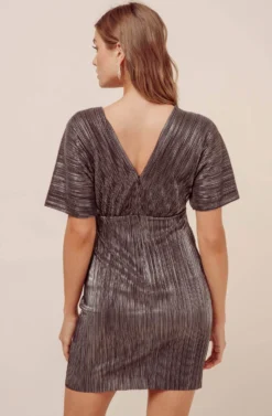 Metallic Dolman Mini Dress -Larana Style Shop ADR100485 BLACK SILVER 4 scaled