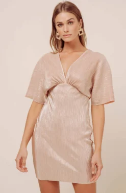 Metallic Dolman Mini Dress -Larana Style Shop ADR100485 CHAMPAGNE 3 scaled