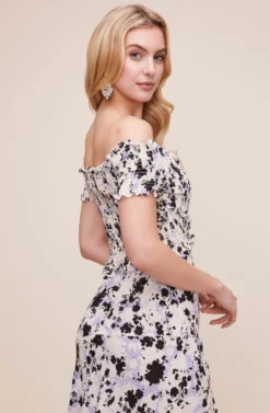 Criss Cross Smock Floral Midi Dress -Larana Style Shop ADR100570 BLUE MULTI 7 scaled