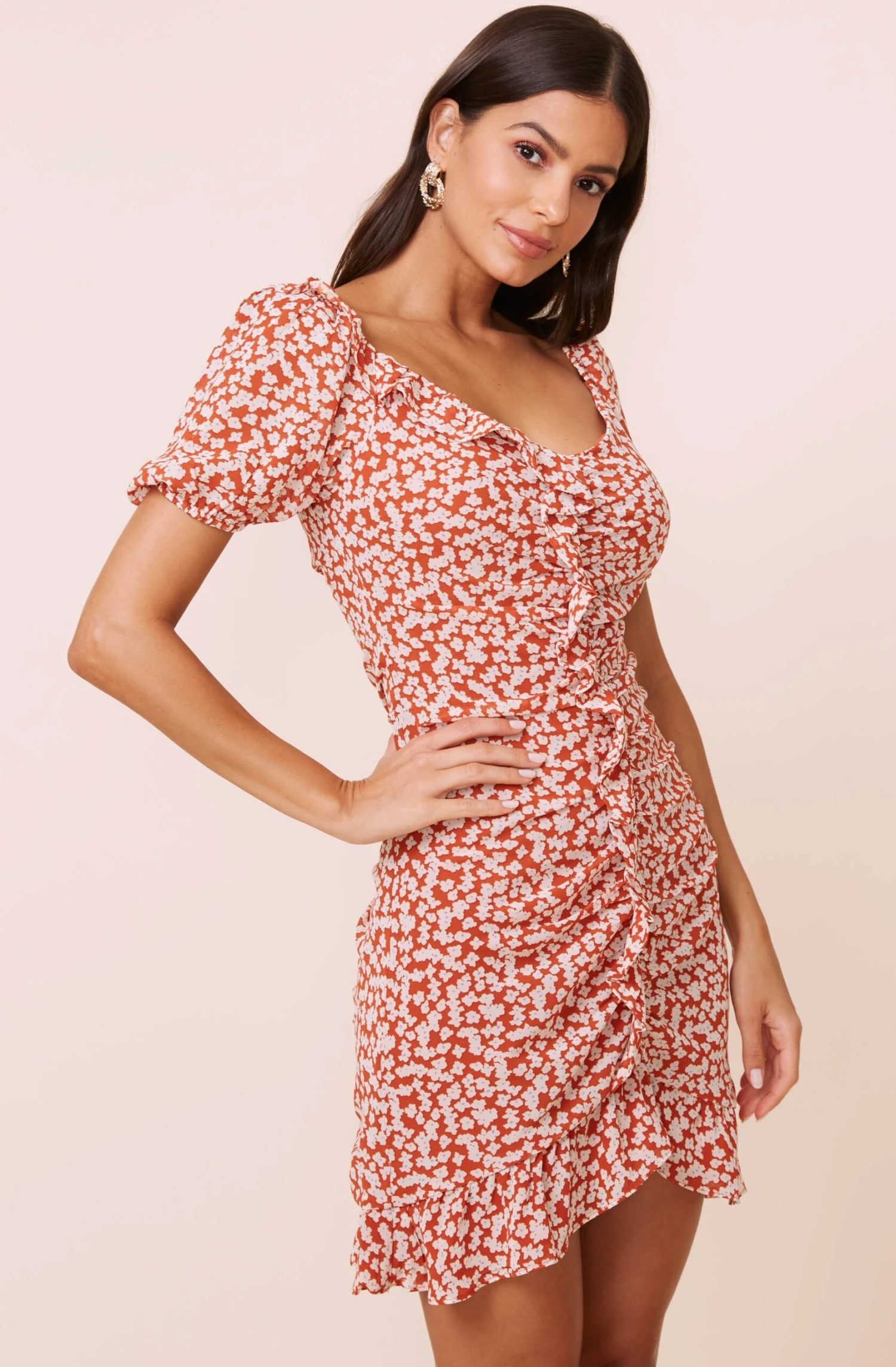 Shirred Ruffle Mini Dress 1 Shirred Ruffle Mini Dress