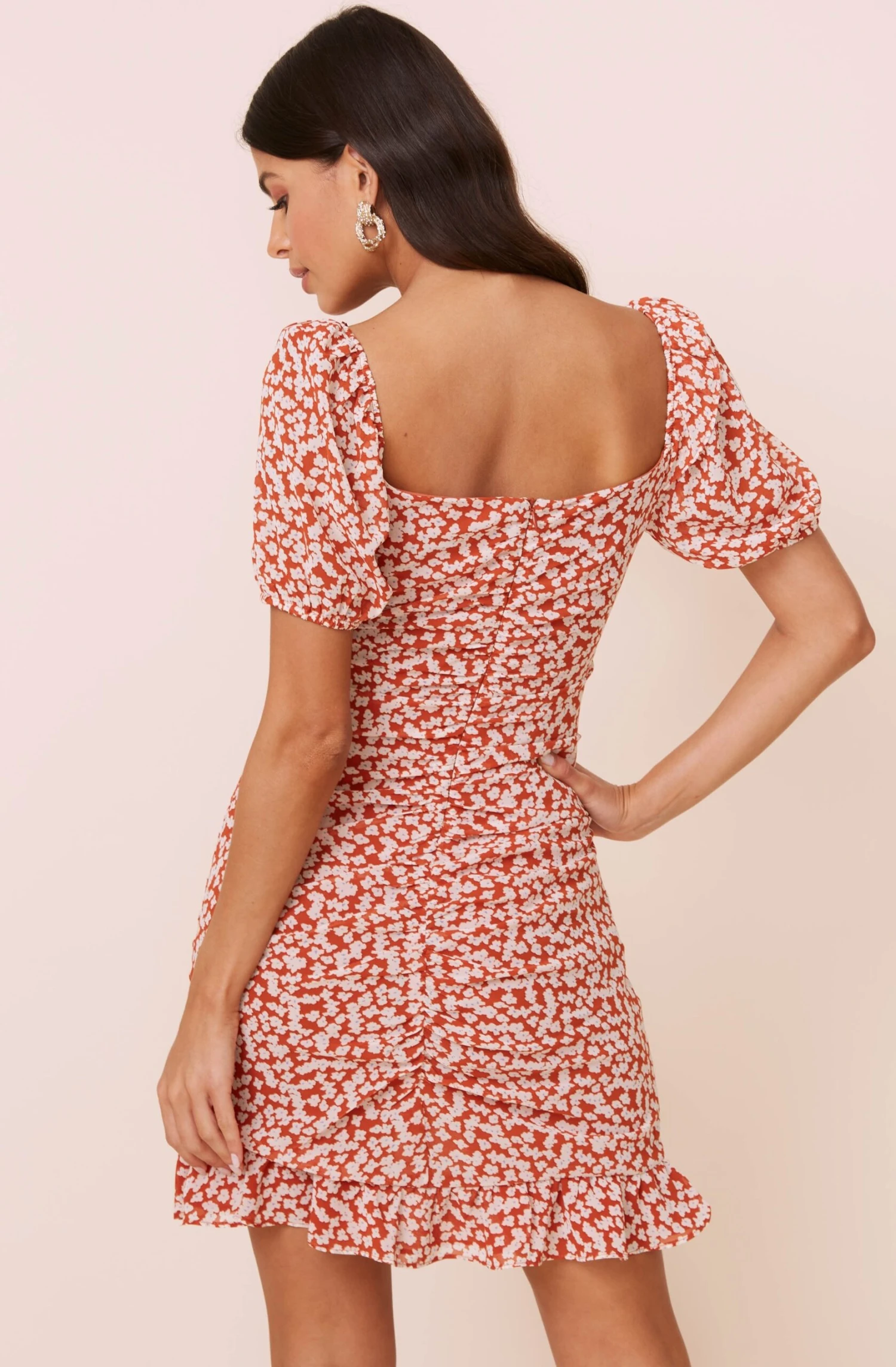 Shirred Ruffle Mini Dress 4 Shirred Ruffle Mini Dress - Image 4