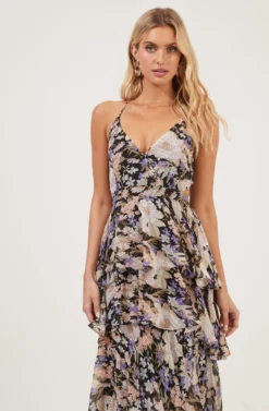 Rosana Floral Tiered Ruffle Maxi Dress -Larana Style Shop ADR100691 BLACKMULTIFLORAL 3 scaled