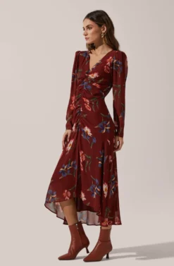 Hi-Lo Ruched Front Midi -Larana Style Shop ADR100815 003 MAUVEFLORAL 3 scaled