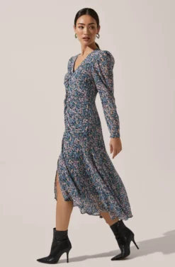 Hi-Lo Ruched Front Midi -Larana Style Shop ADR100815 003 PURPLEMULTIFLORAL 2 scaled