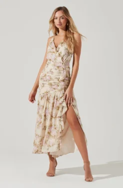 Kiana Floral Ruched Midi Dress