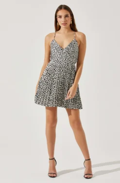 Plisse Tie Back Mini Dress -Larana Style Shop ADR100873S BLACKWHITEABSTRACT 2 scaled