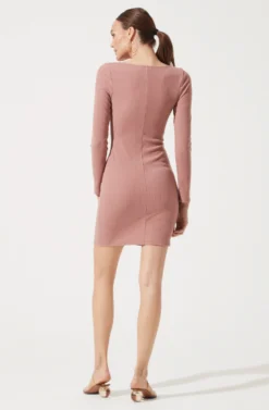 Long Sleeve Hook & Eye Front Bodycon Dress 22 Long Sleeve Hook & Eye Front Bodycon Dress -Larana Style Shop ADR100890 BLUSH 873 scaled