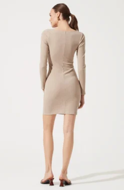 Long Sleeve Hook & Eye Front Bodycon Dress 18 Long Sleeve Hook & Eye Front Bodycon Dress -Larana Style Shop ADR100890 TAUPE 877 scaled