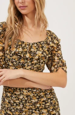 Short Sleeve Ruffle Neck Ruched Dress -Larana Style Shop ADR100891 BLACKGOLDDITSY 3 scaled