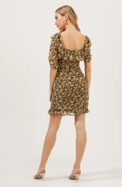 Short Sleeve Ruffle Neck Ruched Dress -Larana Style Shop ADR100891 BLACKGOLDDITSY 4 scaled