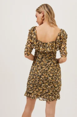 Short Sleeve Ruffle Neck Ruched Dress -Larana Style Shop ADR100891 BLACKGOLDDITSY 5 scaled