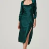 Gracie Long Sleeve Cutout Satin Midi Dress
