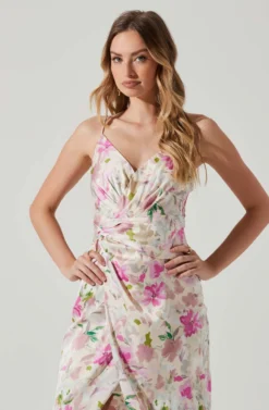 Giselle Floral Twist Front Midi Dress -Larana Style Shop ADR101136 PINKGREENFLORAL 4 scaled
