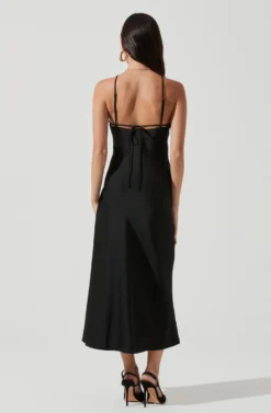 Front Slit Halter Satin Midi Dress -Larana Style Shop ADR101166 BLACK 2114 scaled