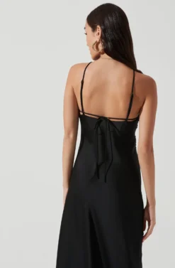 Front Slit Halter Satin Midi Dress -Larana Style Shop ADR101166 BLACK 2117 scaled