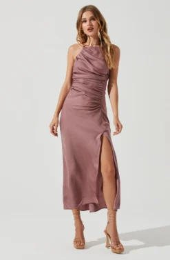 Front Slit Halter Satin Midi Dress -Larana Style Shop ADR101166 MAUVE 0746 scaled