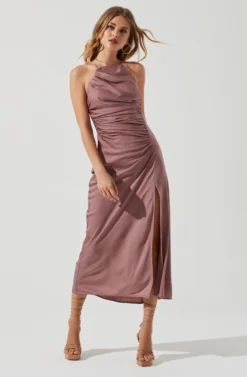 Front Slit Halter Satin Midi Dress -Larana Style Shop ADR101166 MAUVE 0750 scaled