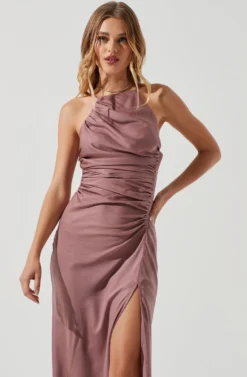 Front Slit Halter Satin Midi Dress -Larana Style Shop ADR101166 MAUVE 0759 scaled