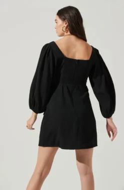 Center Cutout Wrap Skirt Mini Dress -Larana Style Shop ADR101202 BLACK 6 scaled