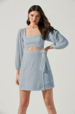 Center Cutout Wrap Skirt Mini Dress -Larana Style Shop ADR101202 WHITE 0161 scaled