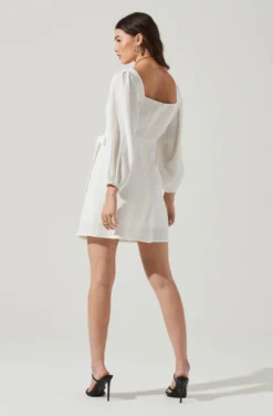 Center Cutout Wrap Skirt Mini Dress -Larana Style Shop ADR101202 WHITE 6 scaled