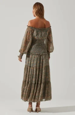 Embrey Floral Off Shoulder Maxi Dress 17 Embrey Floral Off Shoulder Maxi Dress -Larana Style Shop ADR101205 BLUEAPRICOTDITSY 4 scaled