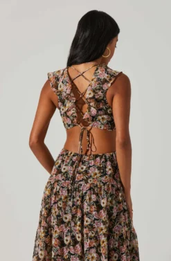 Floral Ruffle Cutout Maxi Dress 9 Floral Ruffle Cutout Maxi Dress -Larana Style Shop ADR101396 BLACKMULTIFLORAL 5 scaled