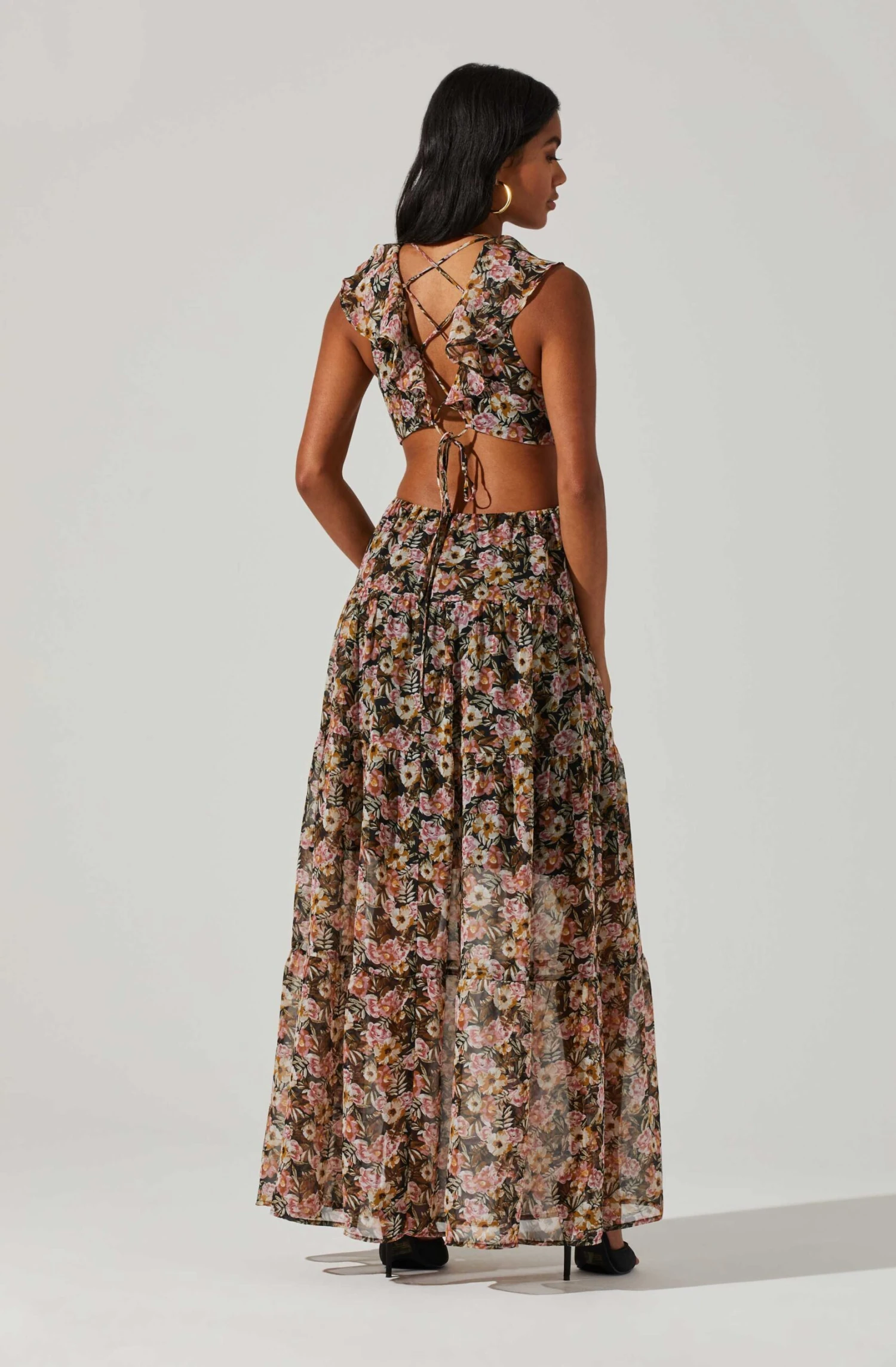 Floral Ruffle Cutout Maxi Dress 5 Floral Ruffle Cutout Maxi Dress - Image 5