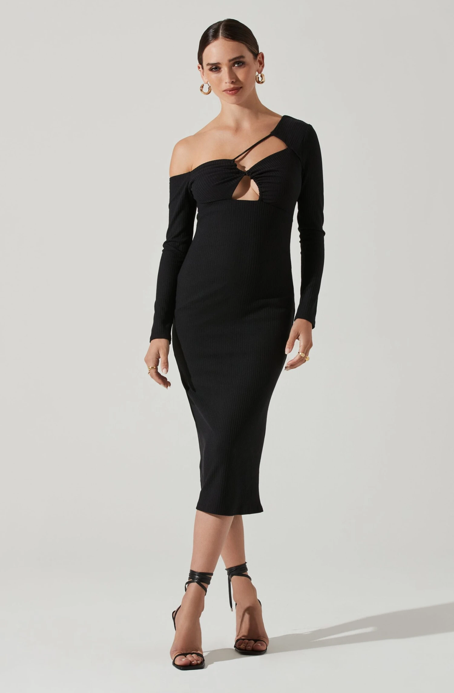 Asymmetrical Bust Cutout Midi Dress 3 Asymmetrical Bust Cutout Midi Dress - Image 3
