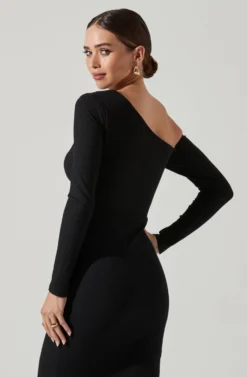 Asymmetrical Bust Cutout Midi Dress 8 Asymmetrical Bust Cutout Midi Dress -Larana Style Shop ADR101504 BLACK 4 scaled