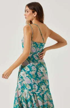Emmylou Floral One Shoulder Midi Dress -Larana Style Shop ADR101528 GREENPURPLEFLORAL 6 scaled