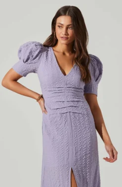 Puff Sleeve V Front Midi Dress 25 Puff Sleeve V Front Midi Dress -Larana Style Shop ADR101559 PURPLE 4 scaled