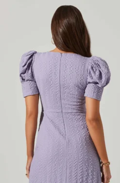 Puff Sleeve V Front Midi Dress 26 Puff Sleeve V Front Midi Dress -Larana Style Shop ADR101559 PURPLE 5 scaled