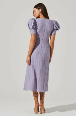 Puff Sleeve V Front Midi Dress 27 Puff Sleeve V Front Midi Dress -Larana Style Shop ADR101559 PURPLE 6 scaled