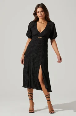Cross Bust Tie Back Midi Dress -Larana Style Shop ADR101563 BLACK 2 scaled
