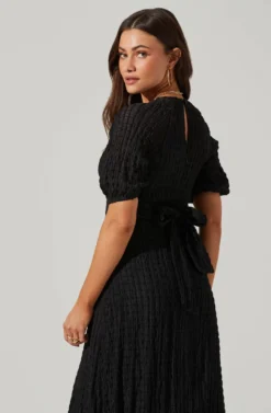 Cross Bust Tie Back Midi Dress -Larana Style Shop ADR101563 BLACK 4 scaled