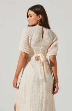 Cross Bust Tie Back Midi Dress -Larana Style Shop ADR101563 CREAM 4 scaled