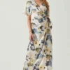 Floral Short Sleeve Wrap Front Maxi Dress