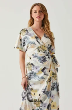 Floral Short Sleeve Wrap Front Maxi Dress 9 Floral Short Sleeve Wrap Front Maxi Dress -Larana Style Shop ADR101628 CHARCOALTAUPEFL 4 scaled